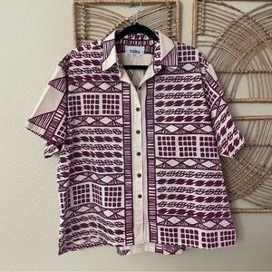 Vintage Hoku Women's Hawaiian Camp Shirt Button Front Tribal *see msrmts B2